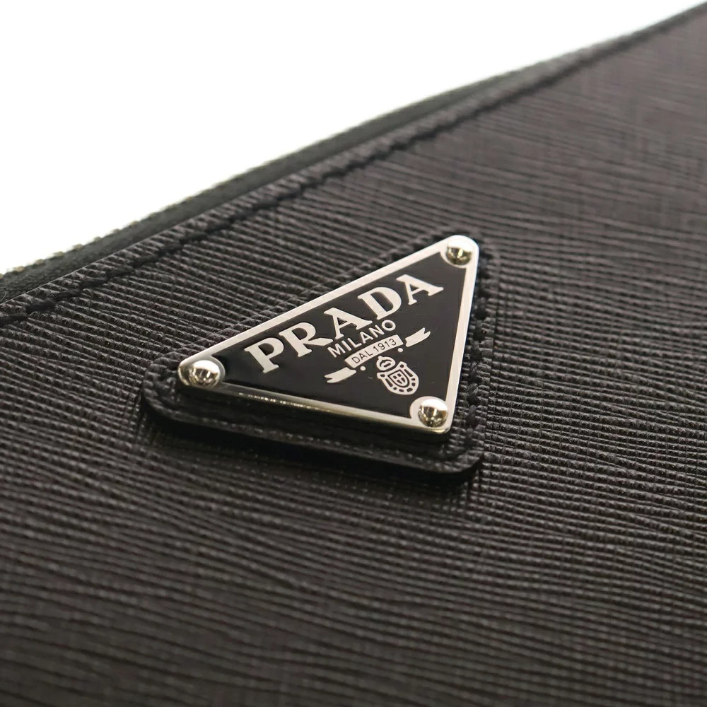 Prada Saffiano Leather Brick Black Triangle Bag Logo - Picture 5 of 6